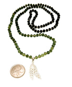 Load image into Gallery viewer, Nephrite Jade leaf mala in sterling silver
