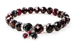 Load image into Gallery viewer, Faceted Garnet and Black Spinel mala in sterling silver
