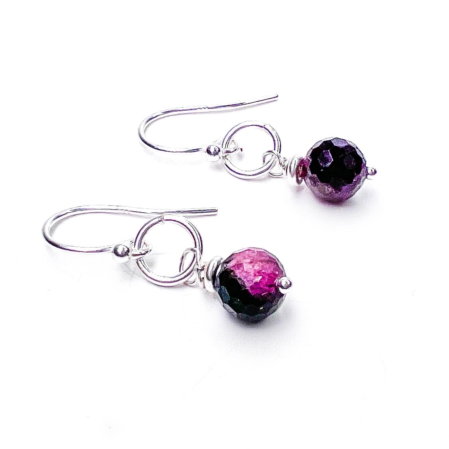 Faceted Tourmaline earrings in sterling silver