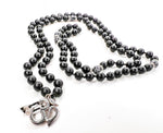 Load image into Gallery viewer, Black Tourmaline OM 108 mala in sterling silver

