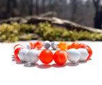 Load image into Gallery viewer, Orange banded Agate + Howlite + Lava stone diffuser bracelet - Kind Vibe Mala
