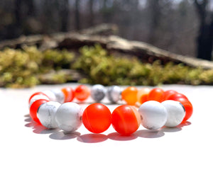 Orange banded Agate + Howlite + Lava stone diffuser bracelet - Kind Vibe Mala