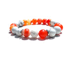 Cargar imagen en el visor de la galería, Orange banded Agate + Howlite + Lava stone diffuser bracelet - Kind Vibe Mala
