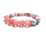 Load image into Gallery viewer, Cherry Quartz + Grey Jade + Howlite + silver dipped Lava stone - Kind Vibe Mala
