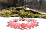 Load image into Gallery viewer, Cherry Quartz + Grey Jade + Howlite + silver dipped Lava stone - Kind Vibe Mala
