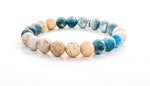 Load image into Gallery viewer, Blue Apatite &amp; Agate mala with sterling silver
