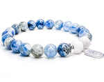 Load image into Gallery viewer, Blue Kyanite and Moonstone healing hand mala in sterling silver
