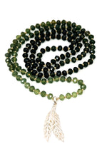 Load image into Gallery viewer, Nephrite Jade leaf mala in sterling silver

